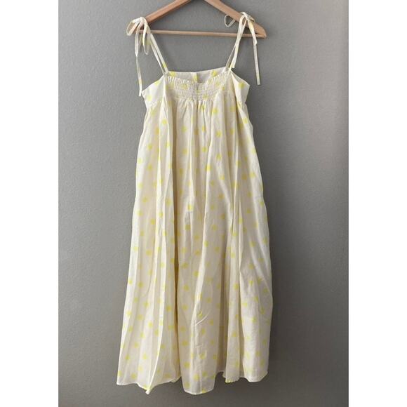Anthropologie Whit Two NEW Polka Dot Maxi Dress - White Yellow - Small - Picture 4 of 11